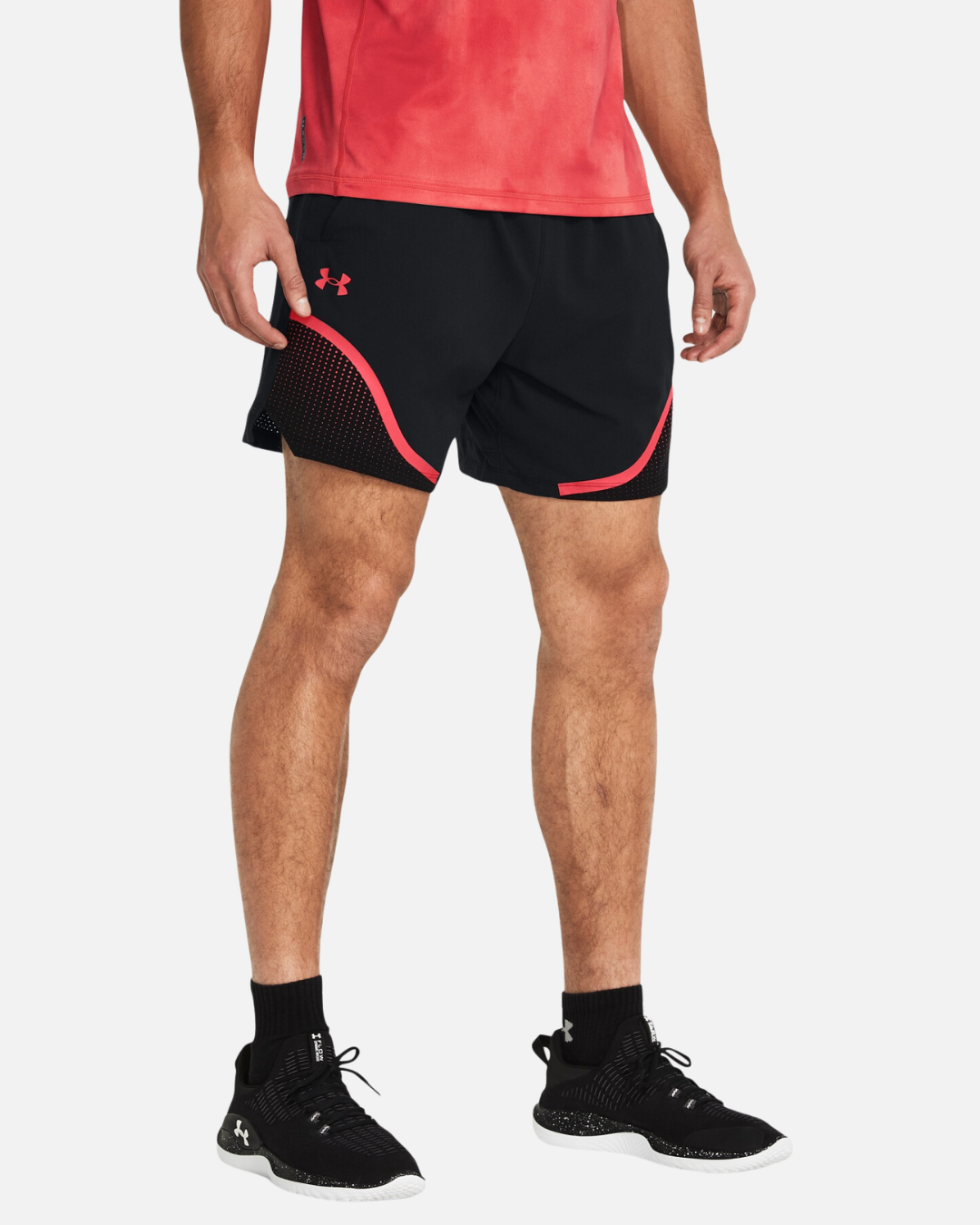 SHORT UNDER ARMOUR VANISH WOVEN GRAPHIC 6 - NOIR/ROUGE